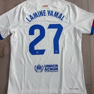 2023-2024 Barcelona Away Player Issue Jersey Lamine Yamal Large NWT